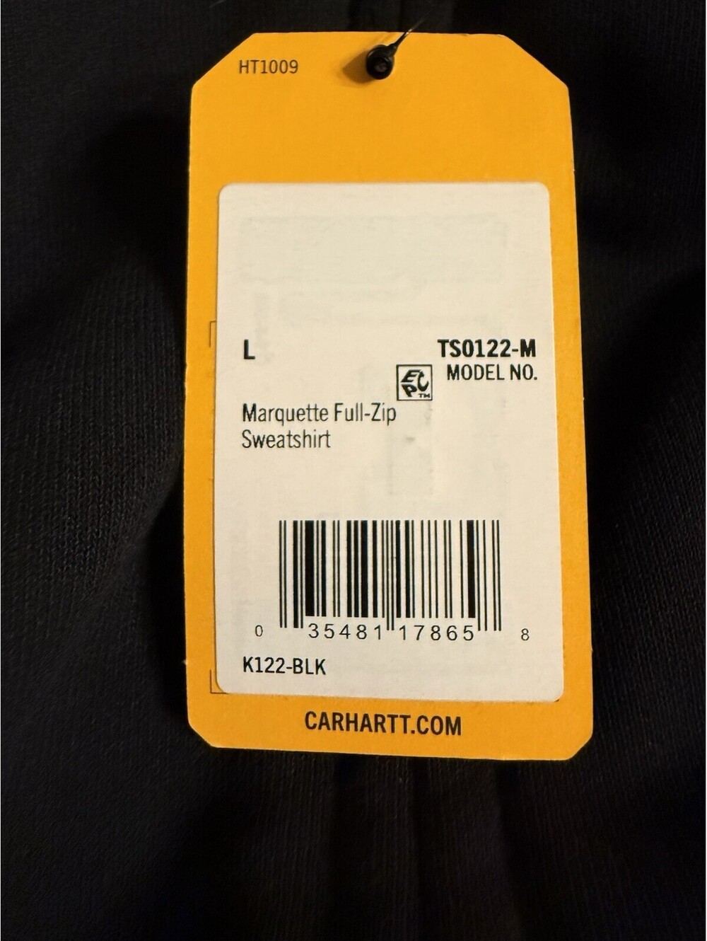 Carhartt Marquette Full-Zip Hooded Sweatshirt Midweight Loose Fit Men’s L Black - Picture 5 of 7